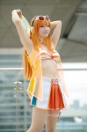 beatmania_iidx bikini_top cosplay kishigami_hana orange_hair pantyhose pleated_skirt skirt sunglasses swimsuit umegiri_iroha rating:Safe score:1 user:nil!