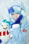blue_hair chippu coat cosplay ear_muffs hairband hatsune_miku mittens stuffed_toy twintails vocaloid yuki_miku rating:Safe score:0 user:nil!