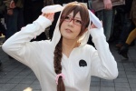animal_ears bunny_ears cosplay durarara!! glasses hoodie orihara_mairu pleated_skirt ponytail skirt tsubaki_hime rating:Safe score:0 user:pixymisa