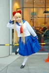 aino_minako bishoujo_senshi_sailor_moon blonde_hair cosplay hairbow kneesocks mizutama_marui pleated_skirt sailor_uniform school_uniform skirt rating:Safe score:0 user:nil!