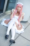 apron arata cosplay dress hairband original pantyhose pink_hair waitress waitress_uniform rating:Safe score:1 user:nil!