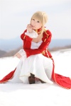 blonde_hair boots braid cleavage cosplay dress fate/series fate/stay_night kamui_arisa red_moon saber rating:Safe score:0 user:nil!