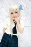 asae_ayato blonde_hair blouse boku_wa_tomodachi_ga_sukunai cosplay kashiwazaki_sena pleated_skirt school_uniform skirt rating:Safe score:1 user:pixymisa