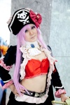 armband bows collar cosplay daikaizoku_kyaputen_ririana jacket kuiinzu_bureido kuiinzu_bureido_riberion miniskirt oume pink_hair pirate_hat pleated_skirt skirt sword tubetop twintails rating:Safe score:0 user:pixymisa