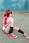 bloomers cosplay dome_(cosplayer) hair_ties isshiki_akane kneesocks red_hair track_jacket twintails vividred_operation rating:Safe score:2 user:pixymisa