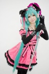 aida_yukiko aqua_hair cosplay dress gloves hatsune_miku microphone pantyhose romeo_to_cinderella_(vocaloid) twintails vocaloid rating:Safe score:3 user:DarkSSA
