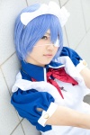 apron blue_hair bowtie cosplay eyepatch gloves hairband ikkitousen maid maid_uniform ryomou_shimei yuuri_tsukasa rating:Safe score:0 user:pixymisa
