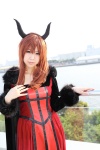 brown_eyes cape cosplay demon_queen gown horns makiron maoyuu_maou_yuusha necklace red_hair rating:Safe score:0 user:pixymisa