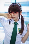 blouse cosplay glasses hairband maitako makinami_mari_illustrious neon_genesis_evangelion rebuild_of_evangelion school_uniform tie twintails rating:Safe score:1 user:pixymisa