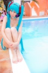 aqua_hair bikini cosplay hatsune_miku headset mashiro_yuki pool project_diva swimsuit twintails vocaloid wet rating:Safe score:0 user:nil!