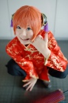 cosplay gintama hair_pods kagura kousaka_yun mandarin_suit orange_hair umbrella rating:Safe score:1 user:nil!
