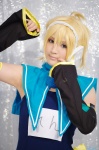 cosplay detached_sleeves headset kagamine_len kagamine_len_no_bousou_(vocaloid) one-piece_swimsuit ponytail swimsuit vocaloid yuu rating:Safe score:0 user:nil!