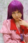 bakemonogatari blouse cosplay purple_hair reco school_uniform senjougahara_hitagi tie rating:Safe score:0 user:pixymisa