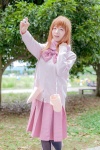 blouse cardigan cosplay matsumi_yuu mittens pantyhose pleated_skirt saki_achiga-hen saki_(manga) sayu scarf school_uniform skirt rating:Safe score:0 user:pixymisa