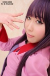 bakemonogatari blouse chihane cosplay pleated_skirt purple_hair school_uniform senjougahara_hitagi skirt tie rating:Safe score:0 user:nil!