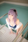 atsuki cleavage cosplay dagashi_biyori dagashi_kashi hairband hoodie one-piece_swimsuit pool purple_hair shidare_hotaru swimsuit wet rating:Safe score:1 user:nil!