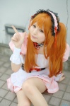 apron asahina_mikuru cosplay dress hairband orange_hair pantyhose suzumiya_haruhi_no_yuuutsu tsukikage_yayoi twintails waitress waitress_uniform rating:Safe score:3 user:nil!