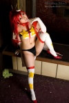 bikini_top cape chopsticks cosplay elbow_gloves gloves panties ponytail red_hair saku swimsuit tengen_toppa_gurren-lagann thighhighs yoko_ritona rating:Safe score:0 user:nil!