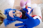 blue_hair buyara cosplay garter_belt gloves hair_ribbons headband jumper klan_klein macross macross_frontier military_uniform thighhighs twintails rating:Safe score:0 user:nil!