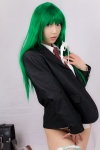 blazer blouse bookbag cosplay green_hair kochiya_sanae lenfried open_clothes panties polka_dots school_uniform tie touhou rating:Safe score:0 user:nil!