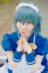 apron blue_hair cosplay dress hairband kei maid maid_uniform tagme_character tagme_series thighhighs rating:Safe score:0 user:nil!