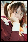 apron cosplay glasses konatsu_minato looking_over_glasses maid maid_uniform original twintails rating:Safe score:0 user:nil!