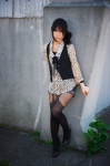 blouse denim garter_belt kanato_akira pantyhose ponytail shorts thighhighs vest rating:Safe score:2 user:nil!