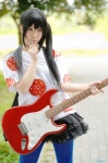 cosplay guitar k-on! kousaka_yun miniskirt nakano_azusa pantyhose side_ponytail skirt tshirt rating:Safe score:1 user:nil!