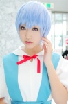 ameri ayanami_rei blouse blue_hair cosplay miniskirt neon_genesis_evangelion school_uniform skirt rating:Safe score:0 user:nil!