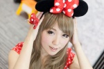 ame_(ii) blonde_hair caramel_eyes cosplay disney_world dress hairbow minnie_mouse mouse_ears polka_dots rating:Safe score:0 user:pixymisa