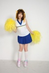 cheerleader_uniform cosplay hairband hair_ribbons higurashi_rin kneesocks pleated_skirt pom_poms skirt suzumiya_haruhi suzumiya_haruhi_no_yuuutsu tank_top rating:Safe score:0 user:nil!