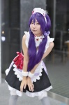 apron cosplay dress grey_legwear hairband love_live!_school_idol_project maid maid_uniform purple_hair seita thighhighs toujou_nozomi twintails rating:Safe score:0 user:nil!