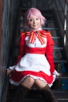 apron boots bowtie cosplay lisbeth_(sao) maid maid_uniform pink_hair rei_(v) sword_art_online rating:Safe score:0 user:pixymisa