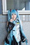 aqua_hair blouse cosplay detached_sleeves hatsune_miku headset pleated_skirt skirt tie twintails vocaloid yuuya rating:Safe score:0 user:pixymisa