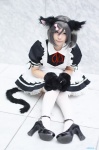 animal_ears apron cat_ears cosplay dress maid maid_uniform original paw_gloves silver_hair tail thighhighs white_legwear yuzuki_aya_(ii) zettai_ryouiki rating:Safe score:0 user:nil!