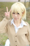 blonde_hair blouse cardigan cosplay ichigo_100 loose_socks nishino_tsukasa school_uniform shii socks rating:Safe score:1 user:nil!