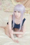 bed cosplay danganronpa kirigiri_kyouko kirigiri_to_celestia_san_danganronpa lechat pantyhose purple_hair school_swimsuit sheer_legwear swimsuit rating:Safe score:0 user:nil!