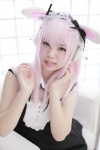 animal_ears bunny_ears collar cosplay dress headphones hiiragi_haruka nitro_super_sonic pink_hair ribbon_tie super_soniko rating:Safe score:0 user:pixymisa