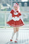 blouse cosplay hairbow jumper kneehighs original pink_hair saori rating:Safe score:0 user:nil!