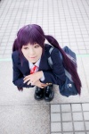 akitsu_honoka blazer blouse cosplay k-on! nakano_azusa ribbon_tie school_uniform shoulder_bag twintails violet_hair rating:Safe score:0 user:pixymisa
