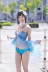 babydoll bikini cosplay idolmaster_2 kikuchi_makoto maropapi pantyhose sheer_legwear side-tie_bikini swimsuit rating:Safe score:2 user:nil!