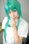 cosplay green_hair hairbow higurashi_no_naku_koro_ni kneesocks momose_riyu school_uniform sonozaki_shion rating:Safe score:0 user:nil!