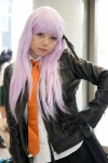 blouse cosplay danganronpa gloves hair_ribbon jinko kirigiri_kyouko leather_jacket purple_hair skirt tie rating:Safe score:0 user:pixymisa