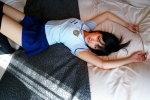 bed blouse pleated_skirt sayaka school_uniform skirt thighhighs zettai_ryouiki rating:Safe score:0 user:nil!