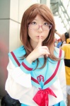 asahina_mikuru cosplay glasses looking_over_glasses miniskirt mitsu_iro pleated_skirt sailor_uniform school_uniform skirt suzumiya_haruhi_no_yuuutsu rating:Safe score:1 user:nil!