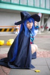 blue_hair cape cosplay izumi_konata lucky_star pleated_skirt sailor_uniform school_uniform skirt uriu wand witch_hat rating:Safe score:1 user:pixymisa