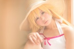bakemonogatari blonde_hair cosplay dress nisemonogatari oshino_shinobu straw_hat suu rating:Safe score:3 user:pixymisa