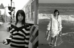 beach black_&_white boots coa dress ocean satsukawa_aimi sweater two_575 rating:Safe score:0 user:nil!