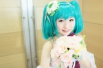 choker cosplay flower gloves green_hair hairband kujyou_konegi ranka_lee red_eyes twintails wedding_dress rating:Safe score:0 user:pixymisa