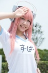 cosplay gym_uniform headphones mizuhashi_uri nitro_super_sonic pink_hair sign super_soniko tshirt rating:Safe score:0 user:pixymisa